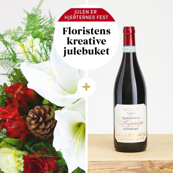 Floristens kreative julebuket med Villalta, Valpolicella Ripasso Superiore